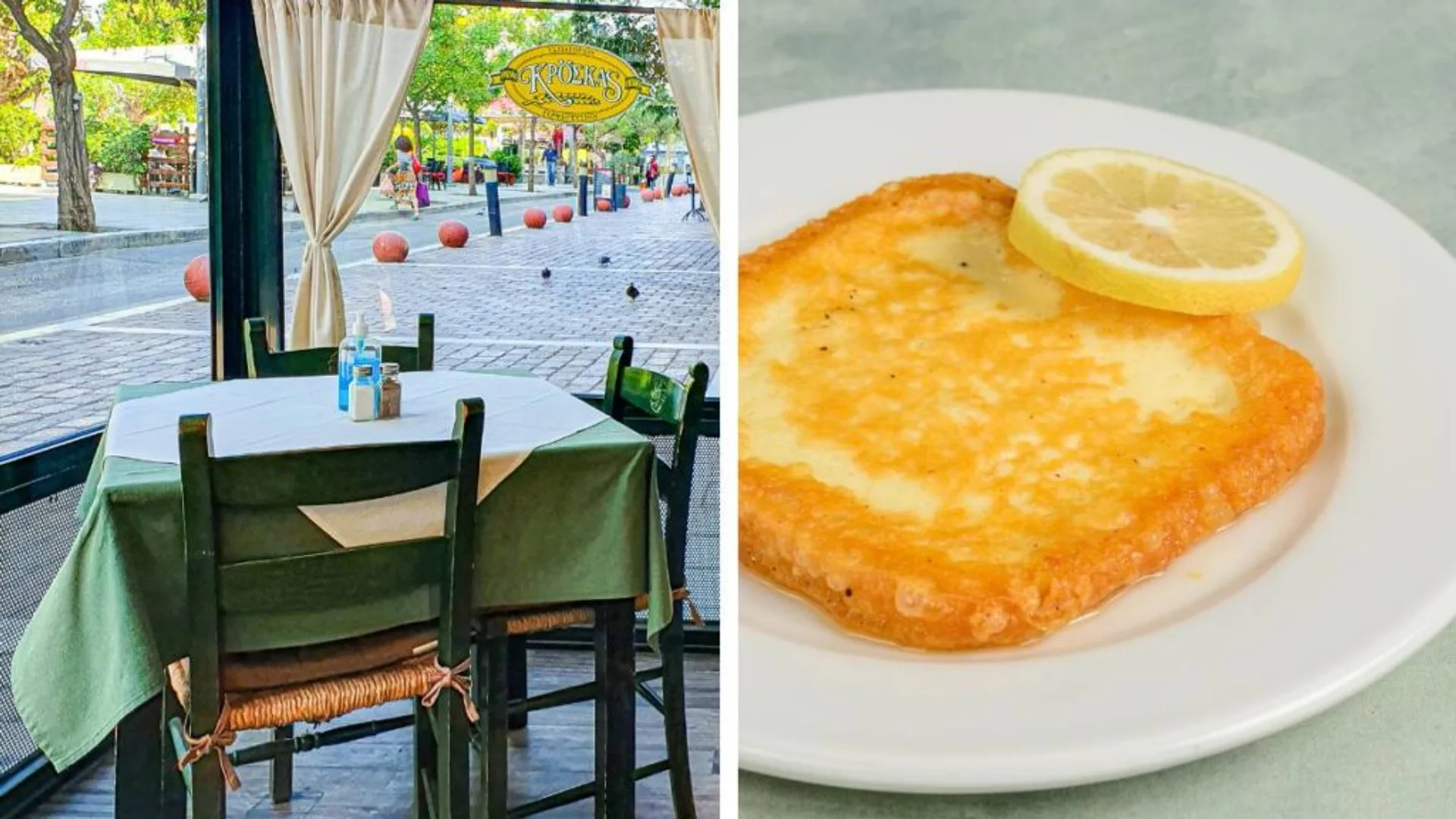 Inside a traditional Athenian family taverna with house wine and a plate of moussaka
