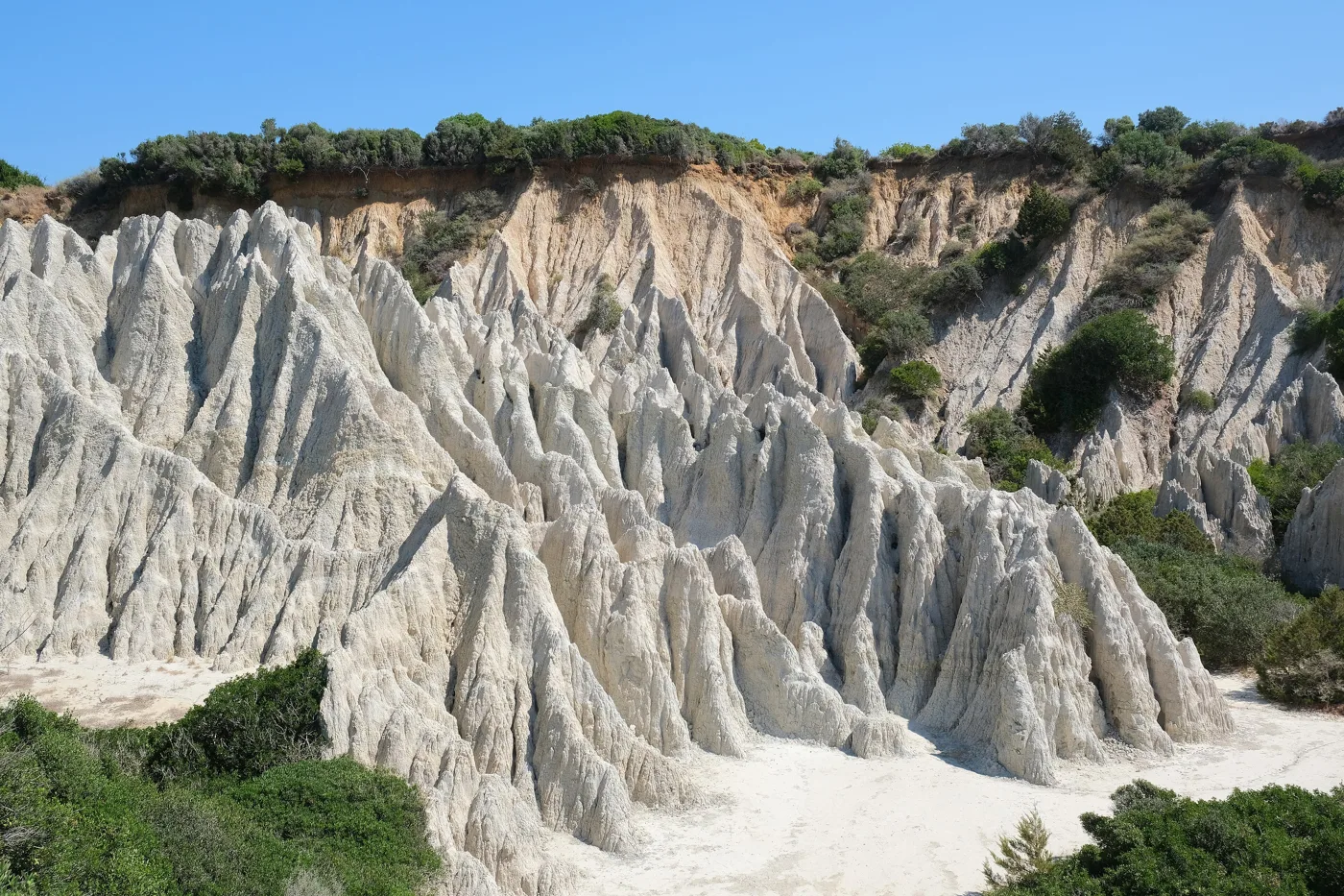 White sandstone carved by the rain above Gerakas beach