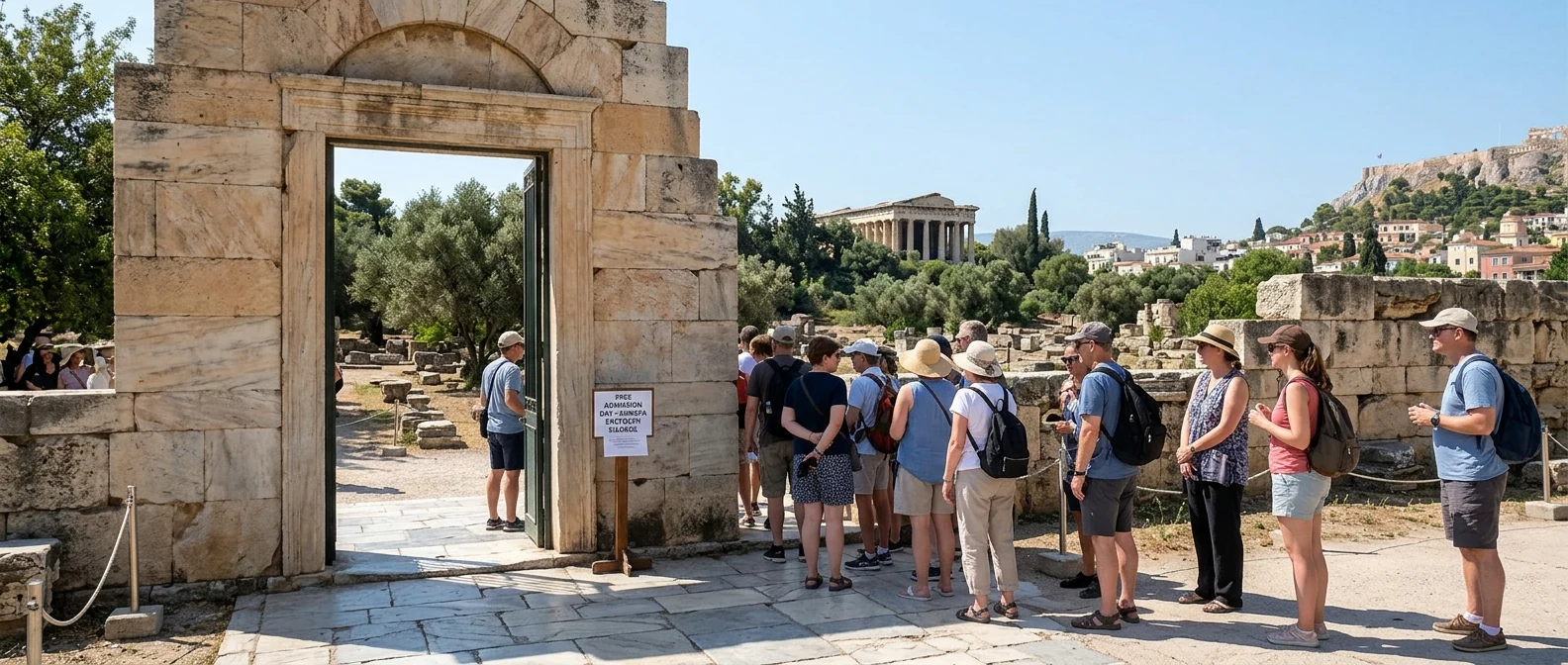 Πύλη αρχαιολογικού χώρου της Αθήνας σε ημέρα ελεύθερης εισόδου