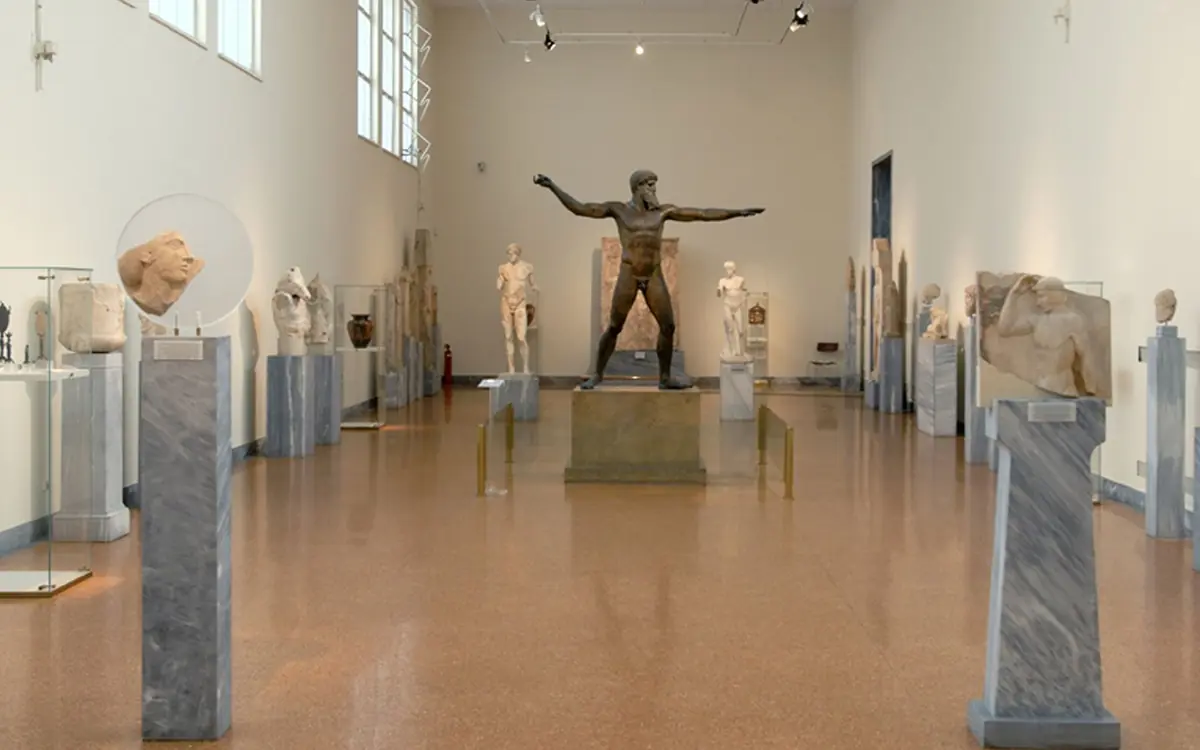 Sculpture gallery of the National Archaeological Museum with bronze and marble statues