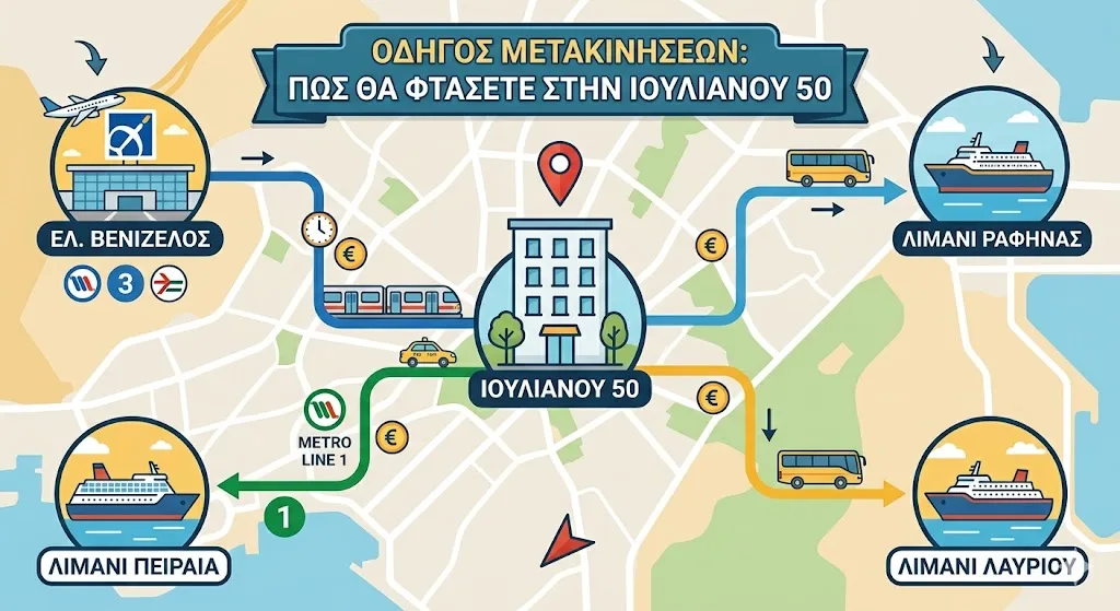 Οδηγός μετακινήσεων: Πώς θα φτάσετε στην Ιουλιανού 50
