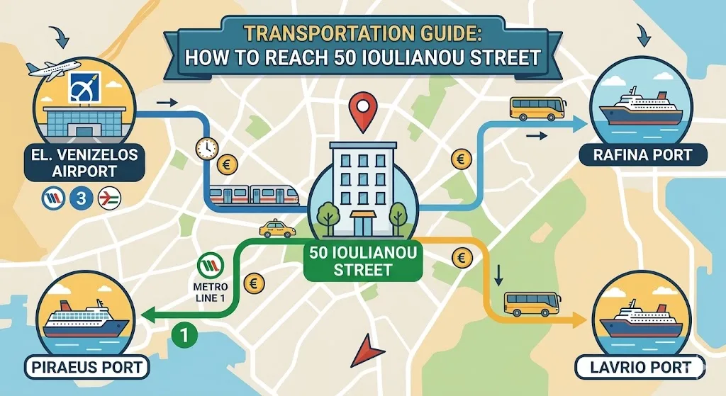 Transportation Guide: How to reach 50 Ioulianou Street