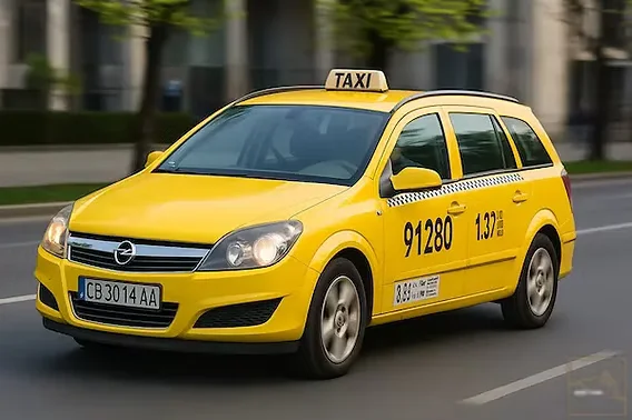 Yellow Athens taxi